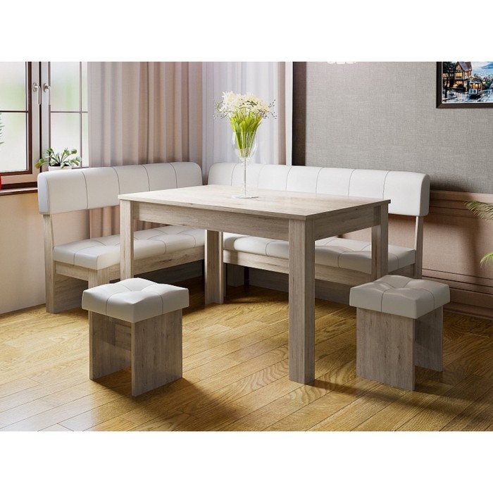 Кухонный уголок «Валенсия», стол 1200×600×740 мм, банкетка 2 шт,  дуб белфорт / светлый