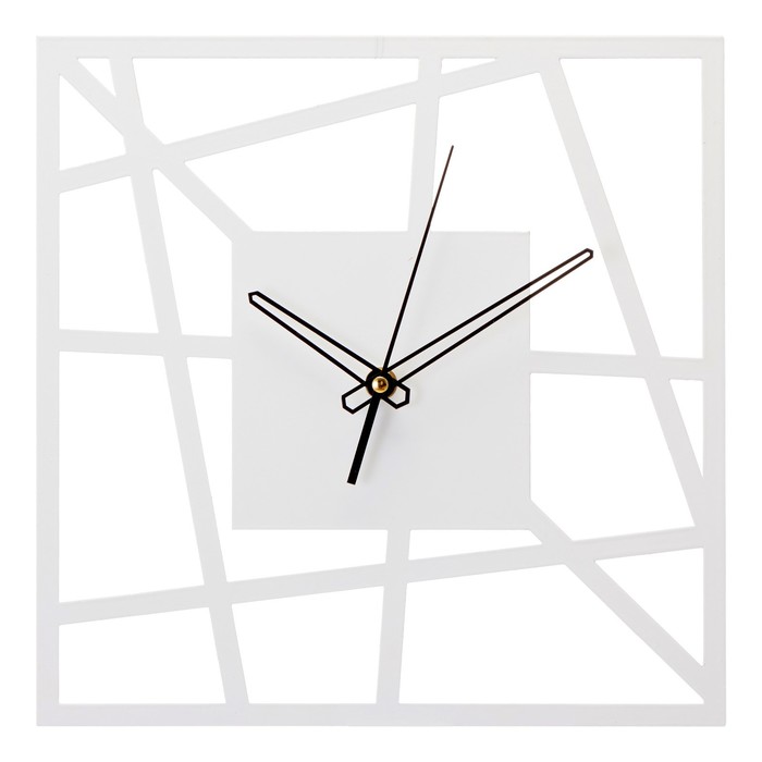 Часы настенные из металла "Линии", плавный ход, 30 х 30 см, белые - фото 1906299644