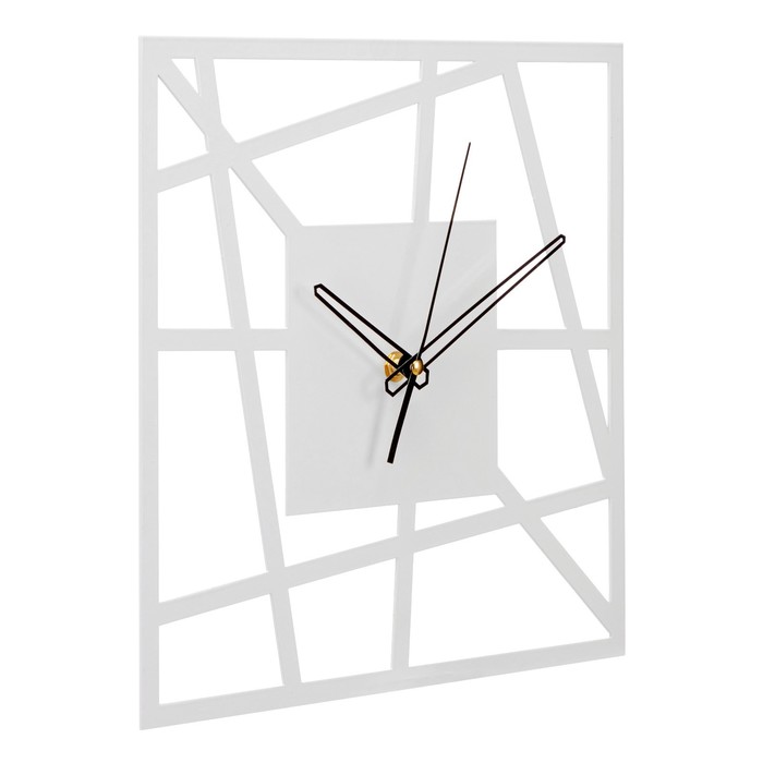 Часы настенные из металла "Линии", плавный ход, 30 х 30 см, белые - фото 1906299646