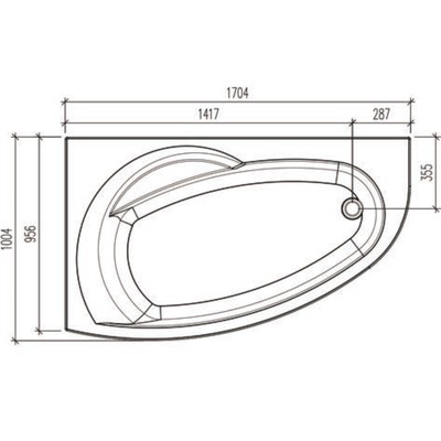 Ванна акриловая Eurolux Bagi R, 170×100 см, правая, без каркаса и панели