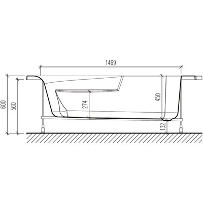 Ванна акриловая Eurolux Bagi R, 170×100 см, правая, без каркаса и панели