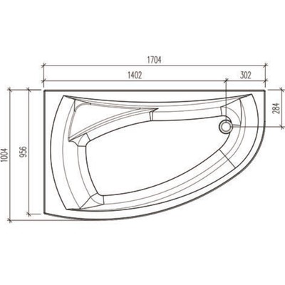 Ванна акриловая Eurolux COMO R, 170×100 см, правая, без каркаса и панели