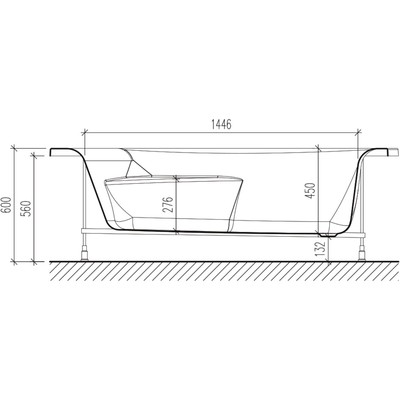 Ванна акриловая Eurolux COMO R, 170×100 см, правая, без каркаса и панели