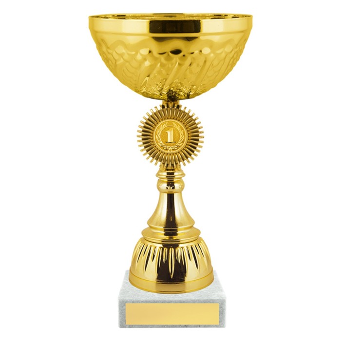 Кубок с металлической чашей, основание из мрамора, h=24,5 см, цвет золото