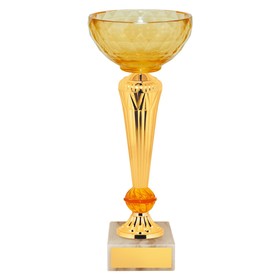 

Кубок со стеклянной чашей, основание из мрамора, h=22,5 см, цвет золото