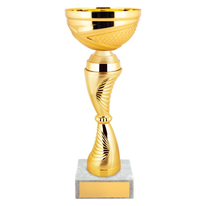 Кубок с металлической чашей, основание из мрамора, h=22 см, цвет золото