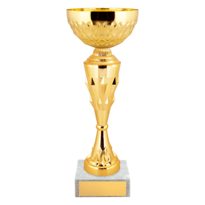 Кубок с металлической чашей, основание из мрамора, h=26 см, цвет золото