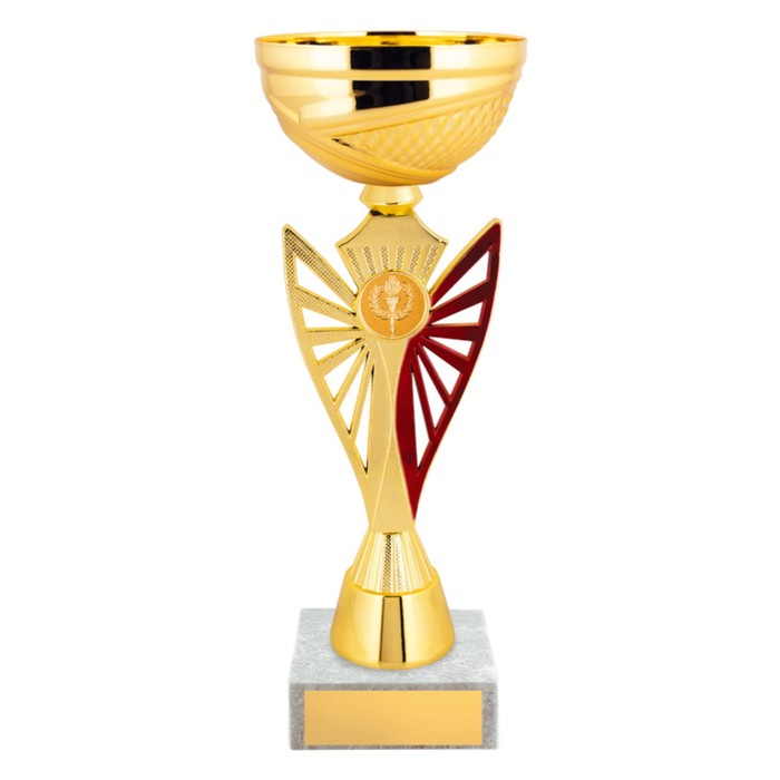 Кубок с металлической чашей, основание из мрамора, h=29,5 см, цвет золото, красный
