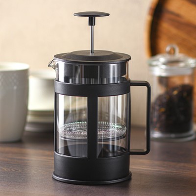 УЦЕНКА Френч-пресс стеклянный Доляна «Классика», 800 мл, цвет чёрный