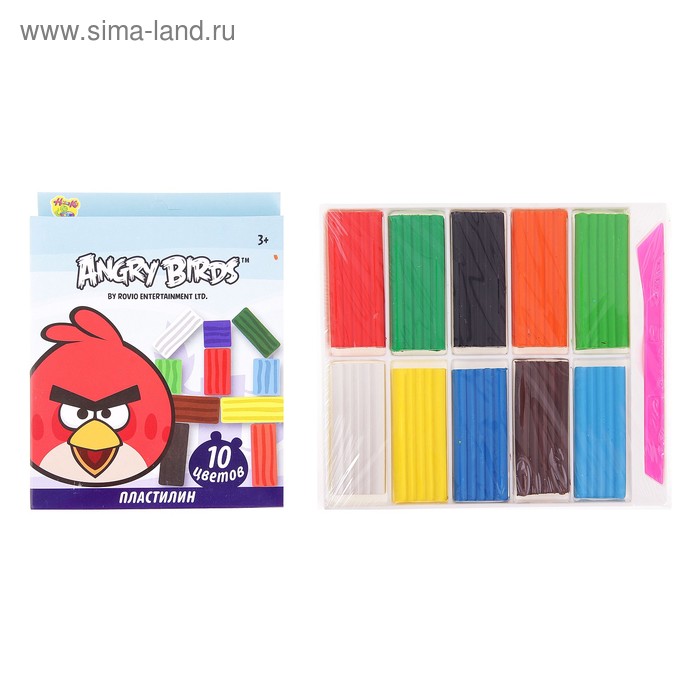 Пластилин "Angry Birds" 10 цветов, 200 гр. - Фото 1