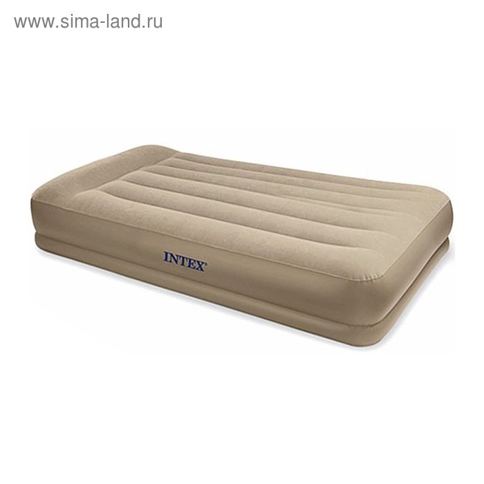 Кровать надувная "Pillow resе mid Twin" с подголовником, насос 220V, 99х191х38 см 67742 INTEX - Фото 1