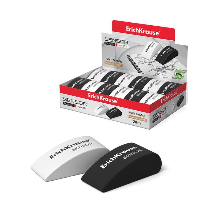 Ластик ErichKrause, SENSOR White, 50 х 18 х 23 мм, мягкий, гипоаллергенный, МИКС - Фото 1