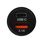 Зарядное устройство в прикуриватель Cartage, 12-24 в, USB, Type-c 3.1 А, чёрное - Фото 3