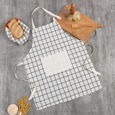 Фартук Экономь и Я «Клетка», светло-серый, 56×70 ± 4 см, 100% хл, рогожка