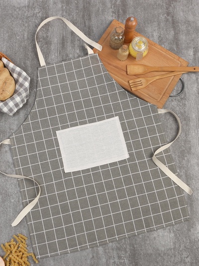 Фартук Экономь и Я «Клетка», бежевый, 56×70 ± 4 см, 100% хл, рогожка