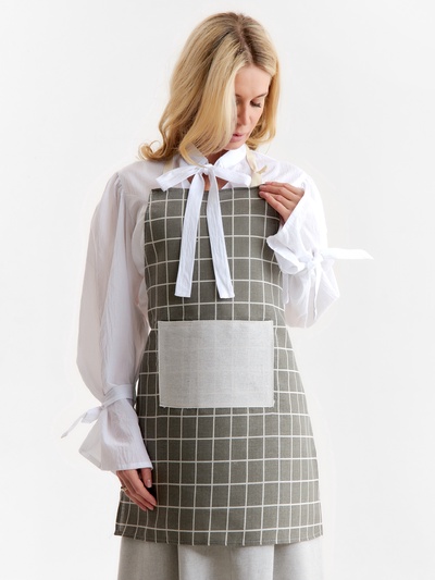 Фартук Экономь и Я «Клетка», бежевый, 56×70 ± 4 см, 100% хл, рогожка