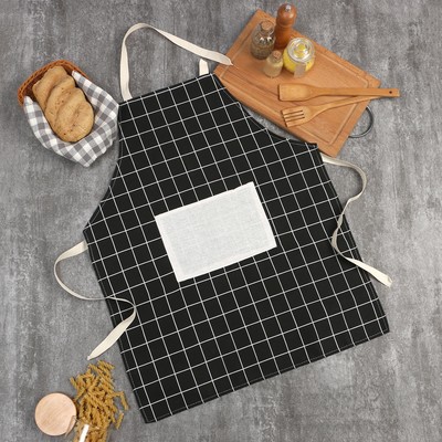 Фартук Экономь и Я «Клетка», чёрный, 56×70 ± 4 см, 100% хл, рогожка