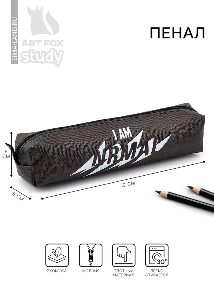 Пенал школьный, искусственная кожа, I AM NRMAL, 19×8×3 см - Фото 1