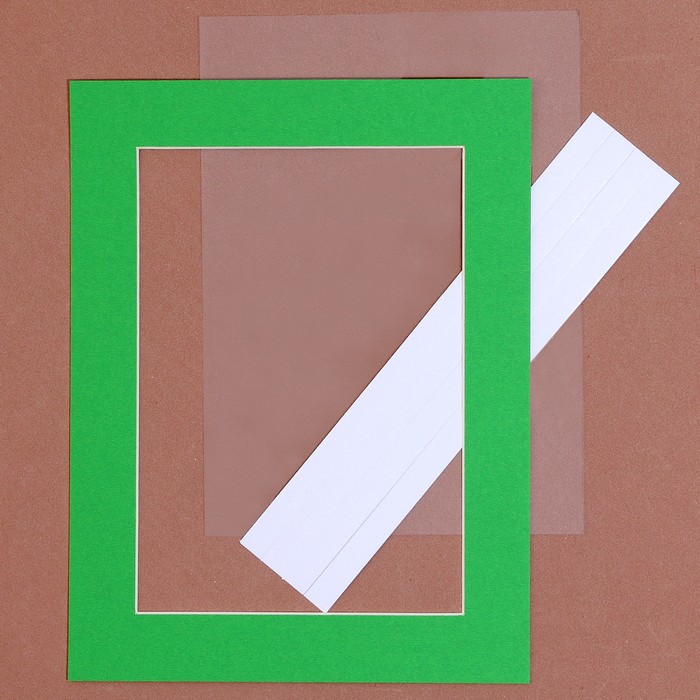 Паспарту размер рамки 21,5 × 16,5 см, прозрачный лист, клейкая лента, цвет зелёный - Фото 1