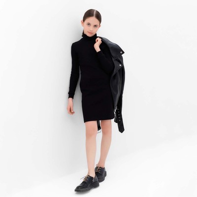 Платье облегающее для девочки MINAKU: Casual Collection, чёрное, рост 152 см