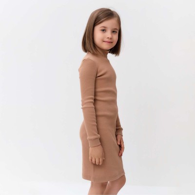 Платье облегающее для девочки MINAKU: Casual Collection, бежевое, рост 146 см