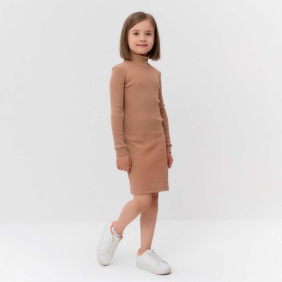 Платье облегающее для девочки MINAKU: Casual Collection, бежевое, рост 152 см