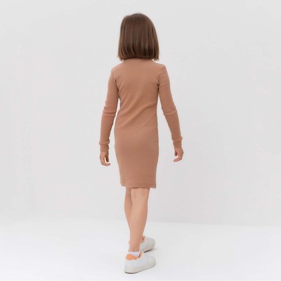 Платье облегающее для девочки MINAKU: Casual Collection, бежевое, рост 152 см