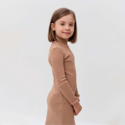 Платье облегающее для девочки MINAKU: Casual Collection, бежевое, рост 158 см