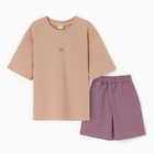 Костюм для девочки (футболка, шорты) MINAKU цвет бежевый/ пыльно-сиреневый, рост 98 см - Фото 4