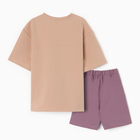 Костюм для девочки (футболка, шорты) MINAKU цвет бежевый/ пыльно-сиреневый, рост 134 см - Фото 8