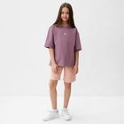 Костюм для девочки (футболка, шорты) MINAKU цвет пыльно-сиреневый/ бежевый, рост 104 см - фото 319561997