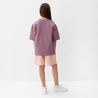Костюм для девочки (футболка, шорты) MINAKU цвет пыльно-сиреневый/ бежевый, рост 152 см - Фото 4