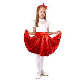 Карнавальная юбка для вечеринки красная в черный горох,повязка,рост98-104