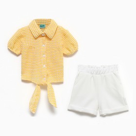 Комплект для девочки (футболка/шорты), цвет жёлтый, рост 104см