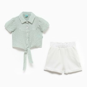 Комплект для девочки (футболка/шорты), цвет зелёный, рост 98см