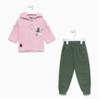 Комплект для девочки (кофточка/брюки), цвет розовый/хаки, рост 80см - фото 17984954