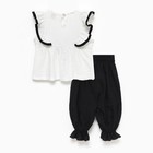 Комплект для девочки, цвет белый/чёрный, рост 98 см - фото 22494614