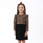 Платье для девочки, цвет леопард/чёрный, рост 110см - фото 10597037