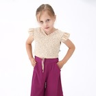 Комплект для девочки, цвет бежевый/фиолетовый, рост 134 см - фото 22317275