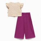 Комплект для девочки, цвет бежевый/фиолетовый, рост 134 см - фото 22494666