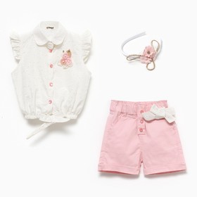 Комплект для девочки (футболка/шорты/ободок), цвет розовый, рост 92см