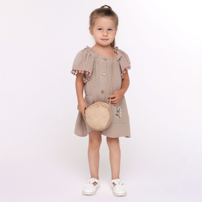 Платье для девочки, цвет песочный, рост 92см - Фото 1