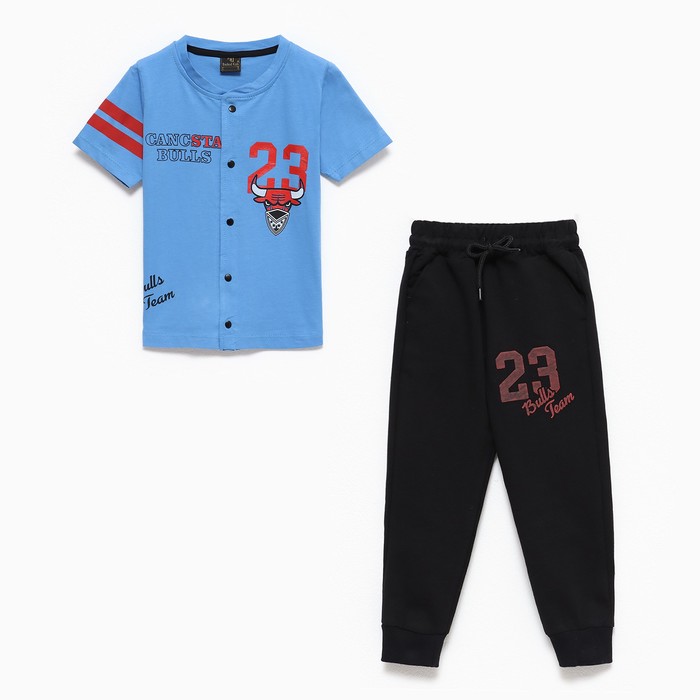Комплект для мальчика (футболка/брюки), цвет голубой, рост 92см - Фото 1