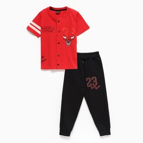 Комплект для мальчика (футболка/брюки), цвет красный, рост 104см