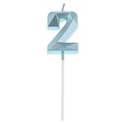 Свеча в торт на шпажке «Алмаз», цифра "2", голубая, 4,8х2,6 см - Фото 3