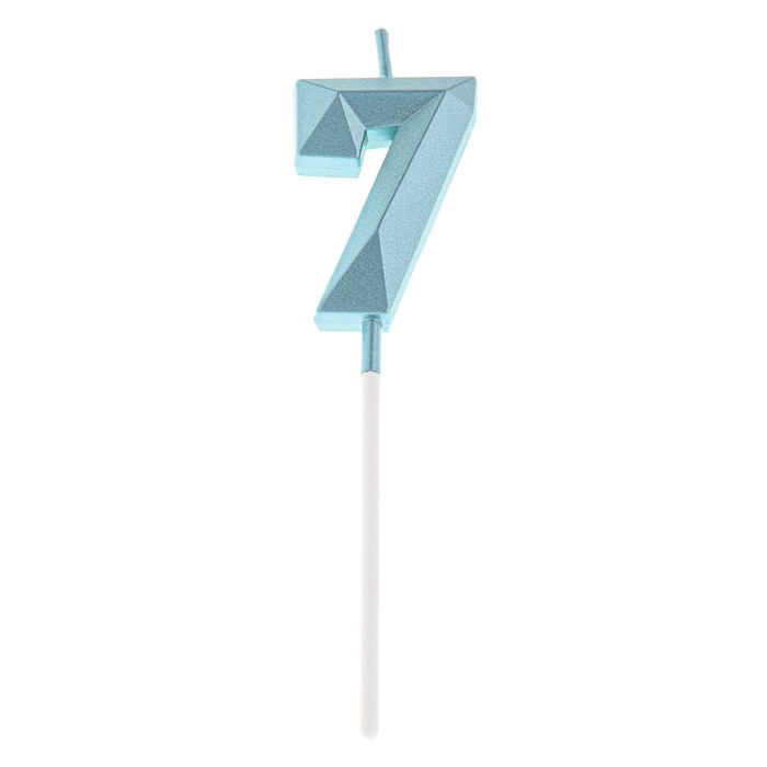 Свеча в торт на шпажке «Алмаз», цифра "7", голубая, 4,8х2,6 см