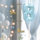 Свеча в торт на шпажке «Алмаз», цифра 8, голубая, 5 см - Фото 2
