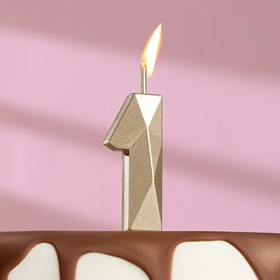 Свеча в торт на шпажке «Алмаз», цифра "1", шампань, 4,8х2,6 см