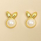 Серьги гвоздики «Зайки с жемчугом» - Фото 3