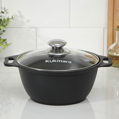 Кастрюля KUKMARA «Традиция», 2 л, 28×22.5×10.5 см, антипригарное покрытие, литой алюминий, чёрная